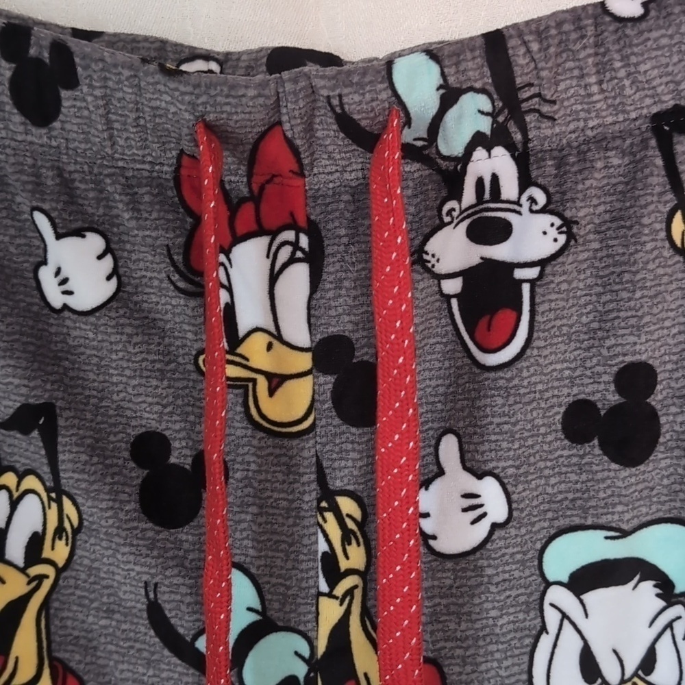 Disney Grey Mickey Mouse Donald Duck Plush Pajama Pant size Extra Large - Picture 2 of 6